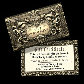 Gold Royalty Gift Certificate by GlitterInvitations at Zazzle