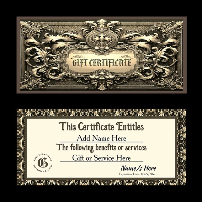 Gold Royalty Gift Certificate (Gold Gift Certificate)
