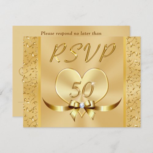 Gold RSVP Cards for 50th Wedding Anniversary