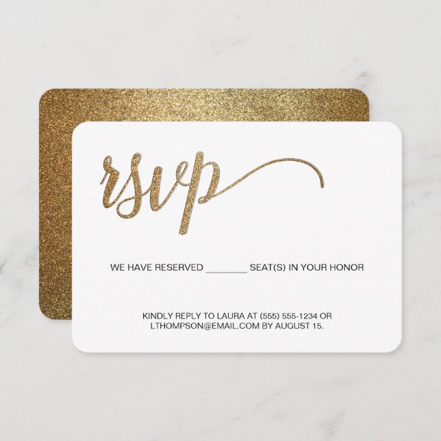 Gold RSVP Script without mailing Reserved Seat (Front/Back)