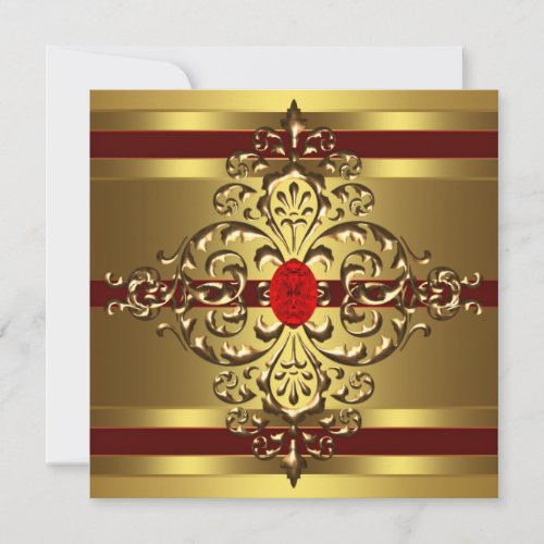 Gold Ruby Red Womans 60th Birthday Party Invitation