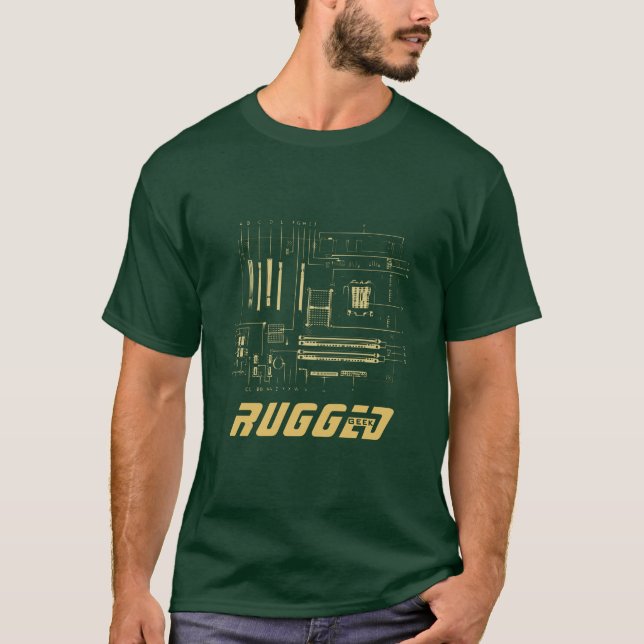 gold  Rugged Geek | Circuit Board | Tech T-Shirt (Front)