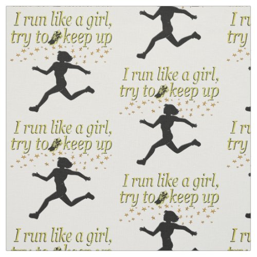 GOLD RUN LIKE A CHAMPION TRACK AND FIELD DESIGN FABRIC