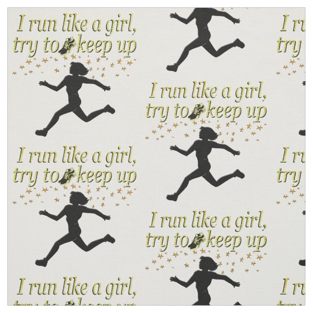 GOLD RUN LIKE A CHAMPION TRACK AND FIELD DESIGN FABRIC (Swatch)