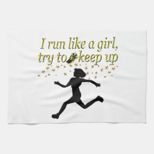 GOLD RUN LIKE A CHAMPION TRACK AND FIELD DESIGN KITCHEN TOWEL