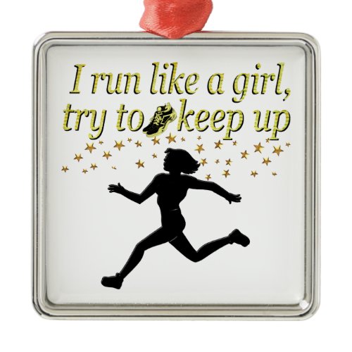 GOLD RUN LIKE A CHAMPION TRACK AND FIELD DESIGN METAL ORNAMENT