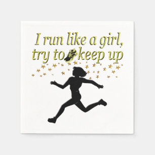 GOLD RUN LIKE A CHAMPION TRACK AND FIELD DESIGN NAPKINS