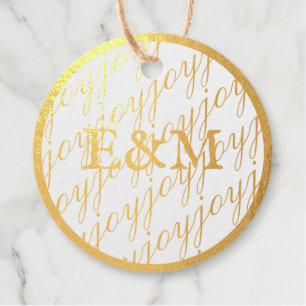 Gold Rush by LeahG Real Foil Festive Joy Monogram Favor Tags