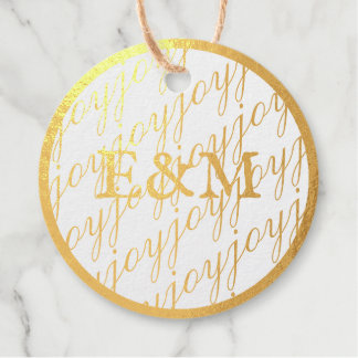 Gold Rush by LeahG Real Foil Festive Joy Monogram Foil Favor Tags