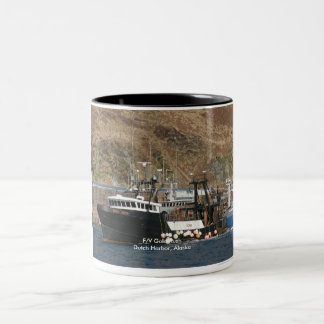 Gold Rush, Fishing Trawler in Dutch Harbor, AK Two-Tone Coffee Mug