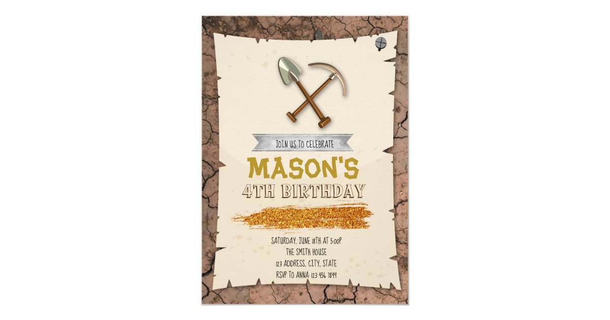Gold rush party birthday invitation | Zazzle.com