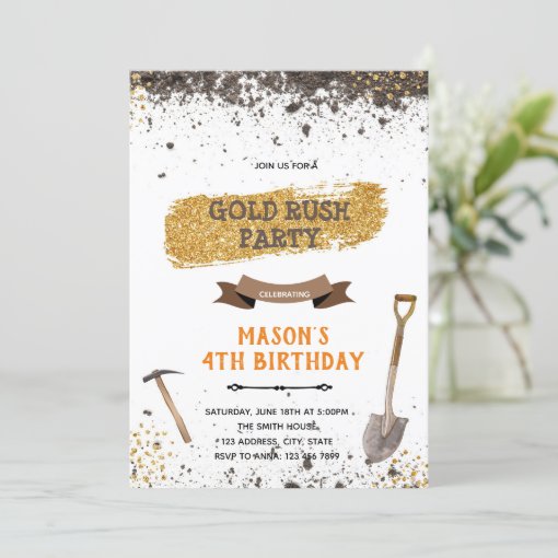 Gold rush party theme invitation | Zazzle