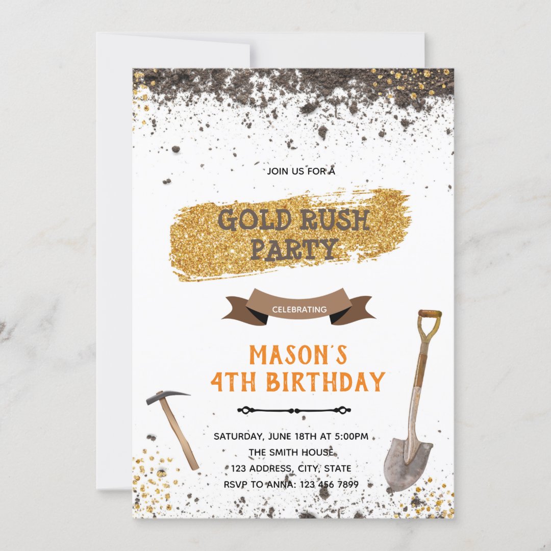 Gold rush party theme invitation | Zazzle