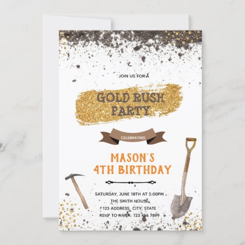 Gold rush party theme invitation