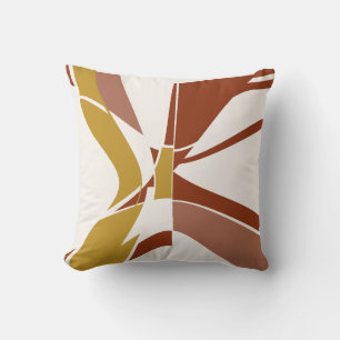 Gold Rust Beige Mauve White Modern Art Abstract Throw Pillow