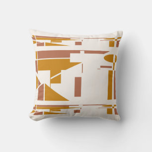 Gold Rust Off-white Southwest Look Geometric Motif Throw Pillow