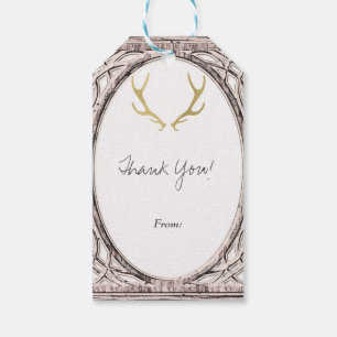 Gold Rustic Antlers Glam Farmhouse Wedding Favor Gift Tags