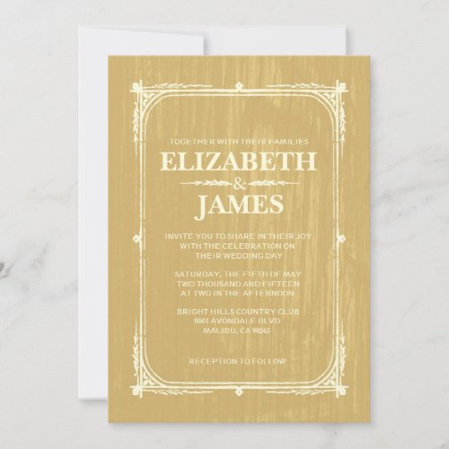 Gold Rustic Barn Wood Wedding Invitations