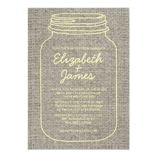 Mason Jar And Burlap Wedding Invitations 7