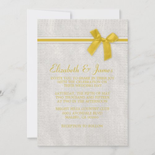 Gold Rustic Burlap Wedding Invitations