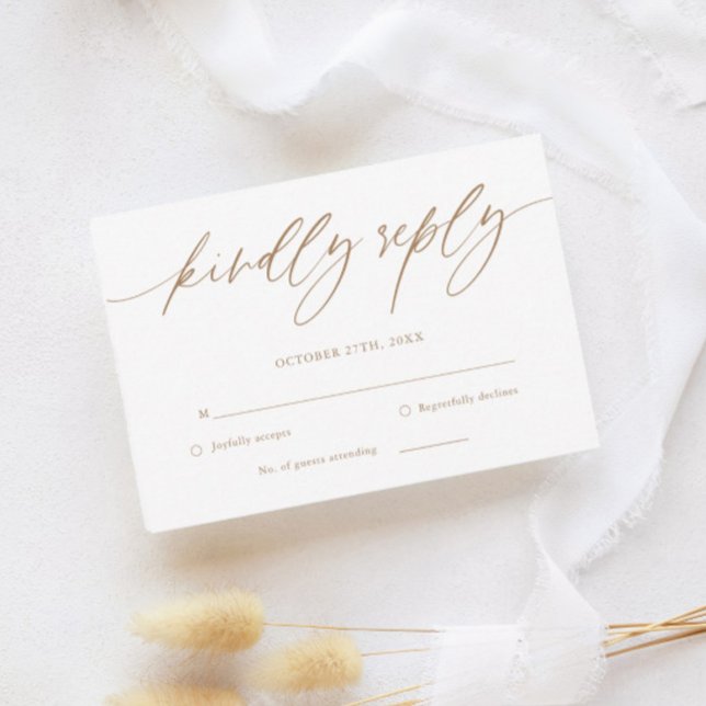 Gold Rustic Calligraphy Wedding RSVP Card (Creator Uploaded)