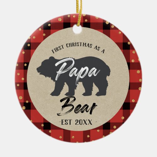 Gold Rustic Christmas as a Papa Bear Ornament