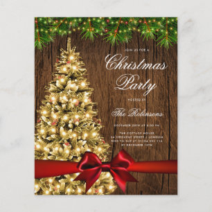 Gold Rustic Christmas Tree Invite Program Menu Flyer