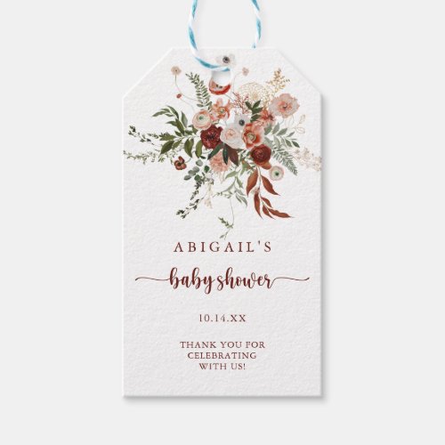 Gold Rustic Colorful Floral Baby Shower  Gift Tags