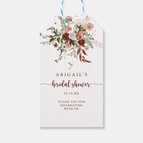 Gold Rustic Colorful Floral Bridal Shower  Gift Tags