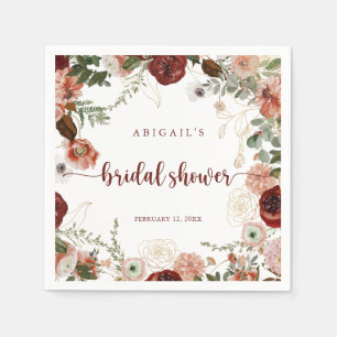 Gold Rustic Colorful Floral Bridal Shower  Napkins