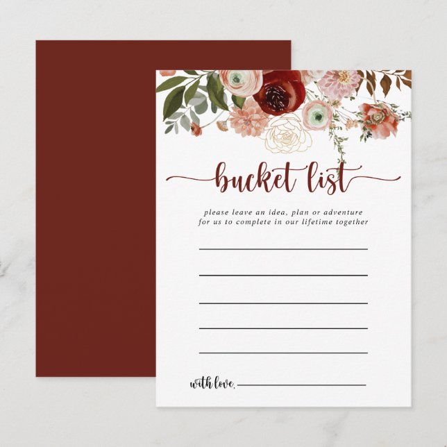 Gold Rustic Colorful Floral Bucket List Cards (Front/Back)