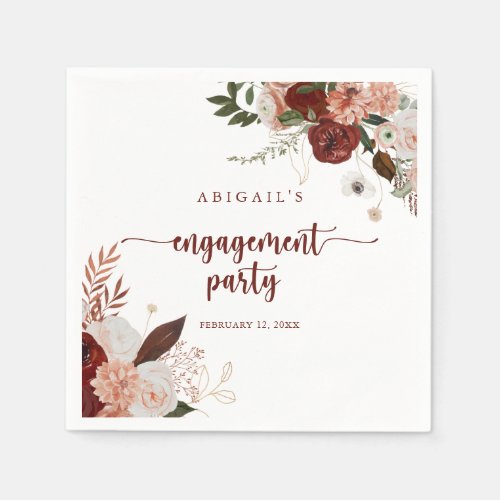 Gold Rustic Colorful Floral Engagement Party Napkins