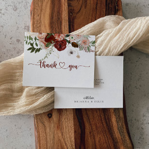 Gold Rustic Colorful Floral Flat Wedding  Thank You Card