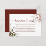 Gold Rustic Colorful Floral Honeymoon Wish  Enclosure Card<br><div class="desc">This gold rustic colorful floral honeymoon wish enclosure card is perfect for a simple wedding. The design features hand-painted marsala,  pink,  blush,  burgundy and gold flowers with green leaves arranged into beautiful wreaths.</div>