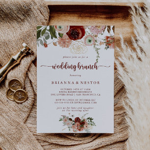 Gold Rustic Colorful Floral Wedding Brunch Invitation