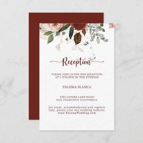 Gold Rustic Colorful Floral Wedding Reception   Enclosure Card