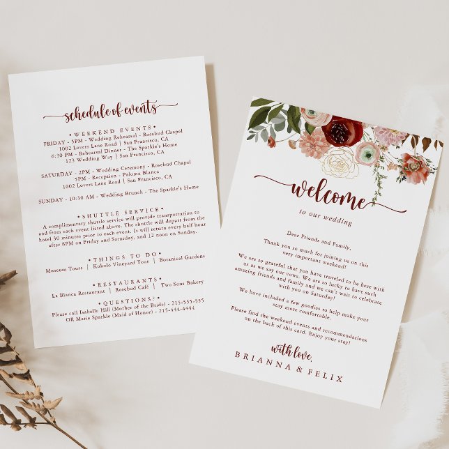 Gold Rustic Colorful Floral Wedding Welcome Letter (Creator Uploaded)