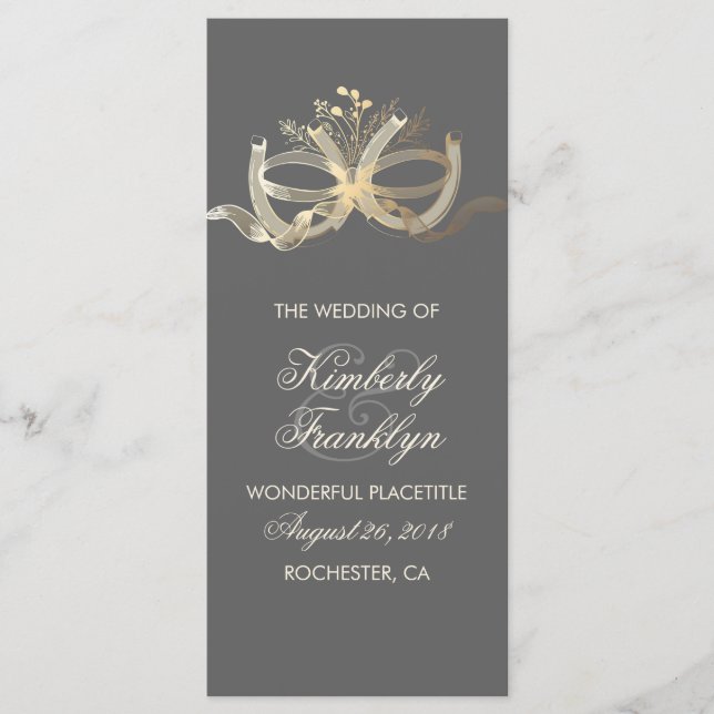 Gold Rustic Country Horseshoes Wedding Program (Front)