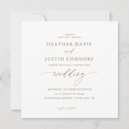 Gold Rustic Elegant Calligraphy Square Wedding Invitation