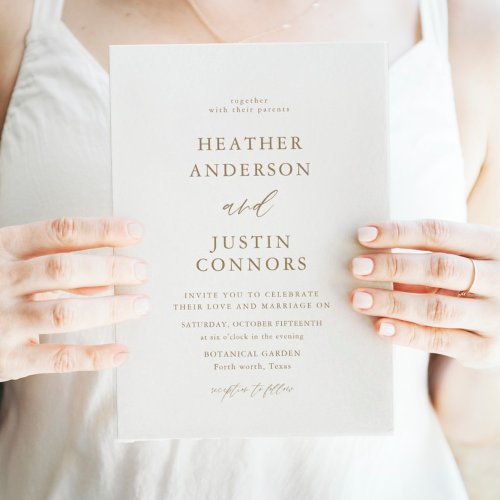 Gold Rustic Elegant Classic Wedding Invitation