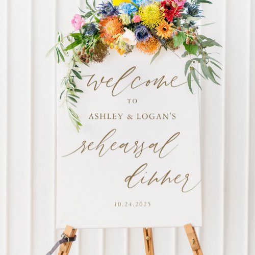 Gold Rustic Elegant Rehearsal Dinner Welcome Sign