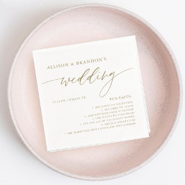 Gold Rustic Elegant Wedding Fun Facts Napkins