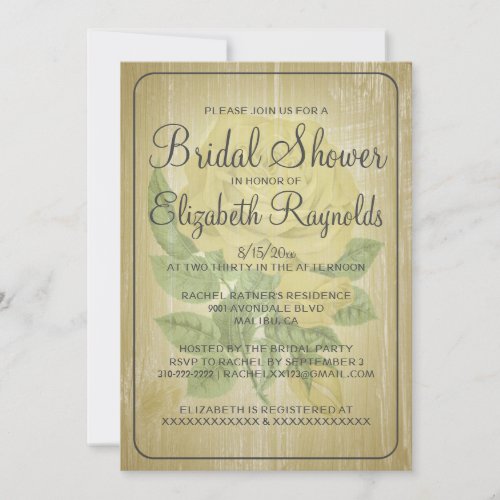 Gold Rustic Floral Bridal Shower Invitations