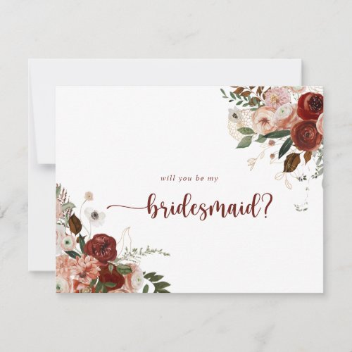 Gold Rustic Floral Bridesmaid Proposal Note Card