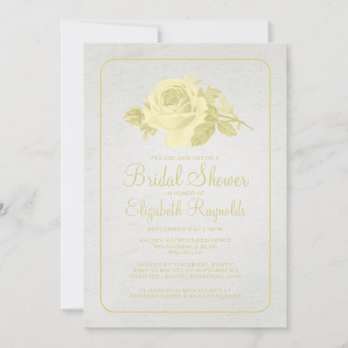 Gold Rustic Floral/Flower Bridal Shower Invitation