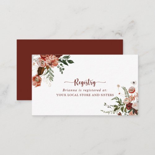 Gold Rustic Floral Wedding Gift Registry   Enclosure Card