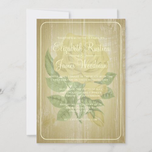 Gold Rustic Floral Wedding Invitations