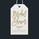 Gold Rustic Hand Lettering Bridal Shower Gift Tag<br><div class="desc">Elegant and rustic Bridal Shower gift tag featuring gold brush modern calligraphy with white leaves pattern. This gift tag is a perfect accent for your party favors. Matching items like invitations and posters are available.</div>