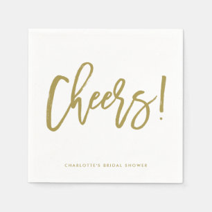 Gold Rustic Hand Lettering Cheers Wedding Napkin