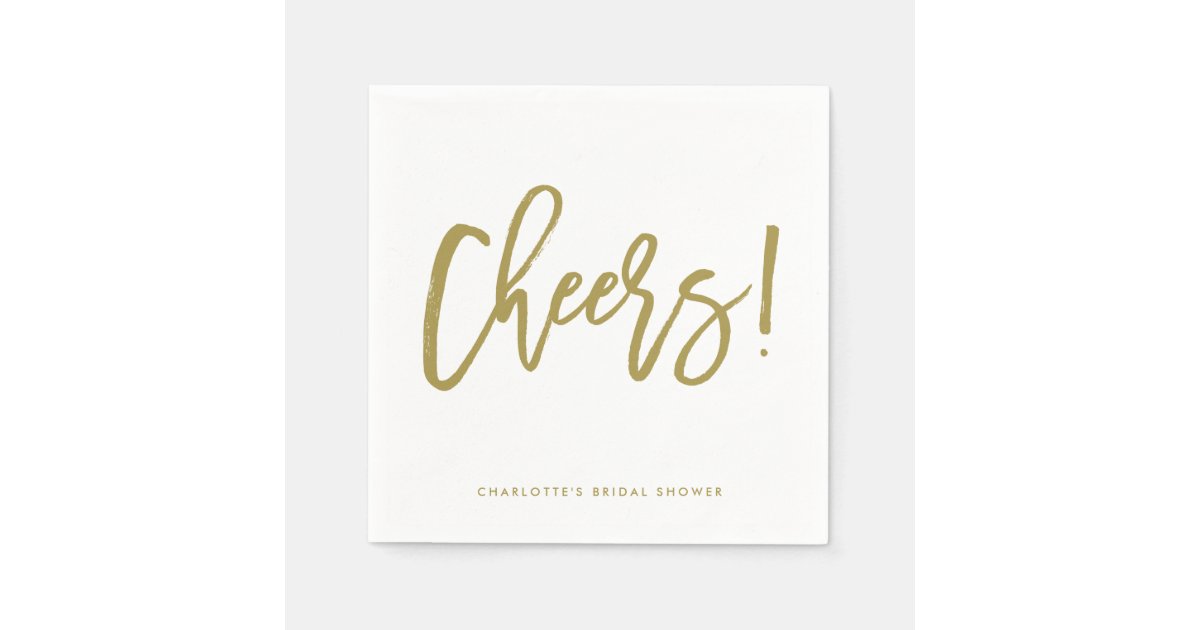 Gold Rustic Hand Lettering Cheers Wedding Napkin Zazzle Com
